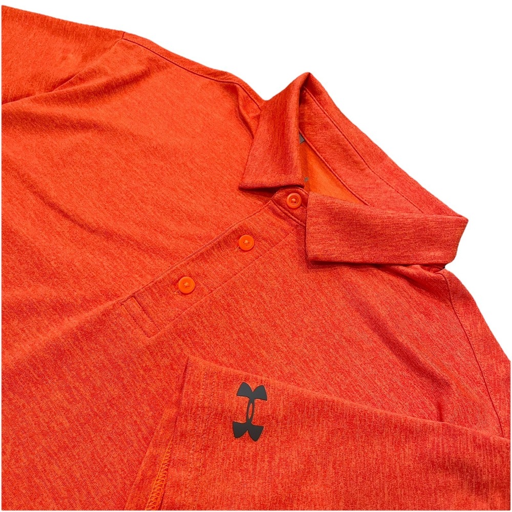 Under Armour The Playoff Polo Shirt Mens Large Orange Stretch Golf Performance